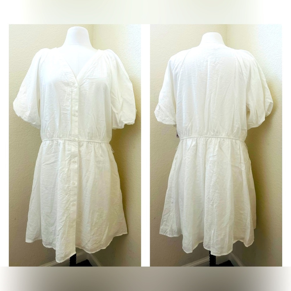 NineWest White Puff Sleeve Dress - Size XXL